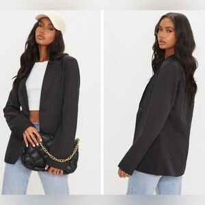 Prettylittlething Black Oversized blazer size 6.